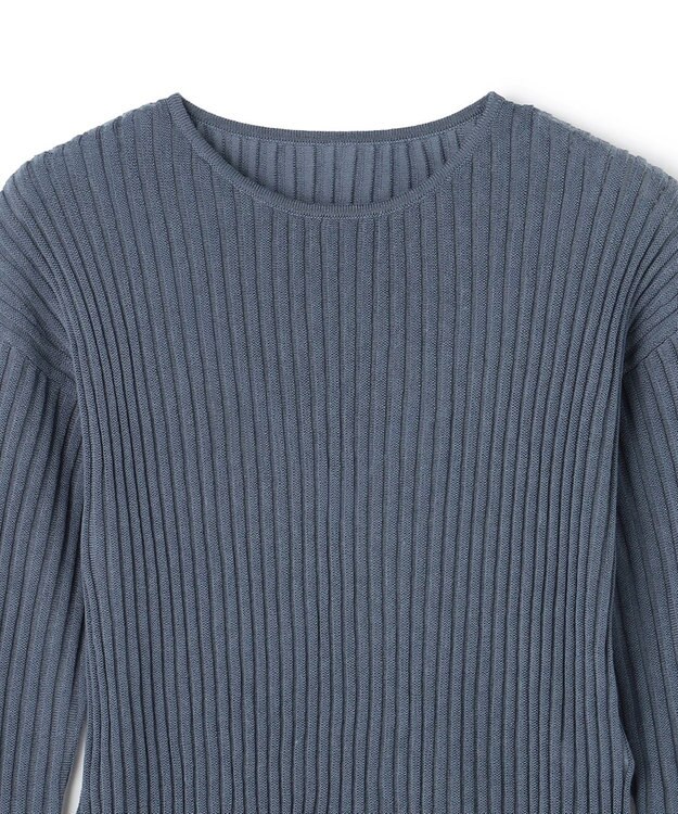 uncrave シアーストライプニット クルーネックトップス ブルーグレー系