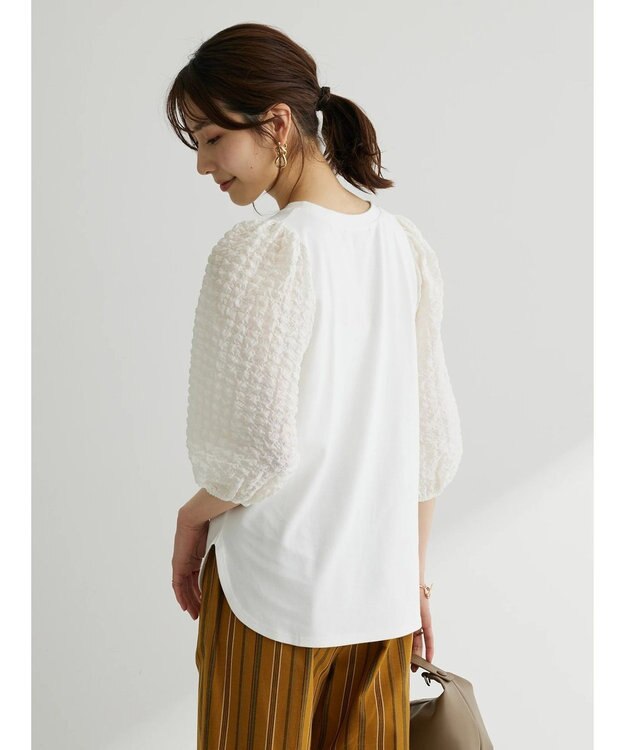 Green Parks ・ＳＵＧＡＲ　ＳＰＯＯＮ　シャーリング袖プルオーバー Off White