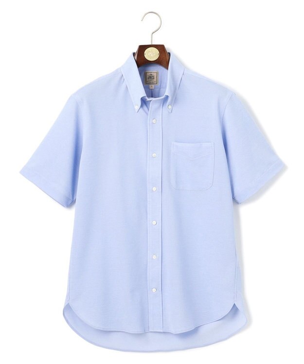 J.PRESS MEN 酷暑の清潔感もこれ一枚で【吸水速乾 / 抗菌防臭 / 防シワ】【J.PRESS OXFORD JERSEY】カノコインレイ半袖 シャツ / B.D. サックスブルー系
