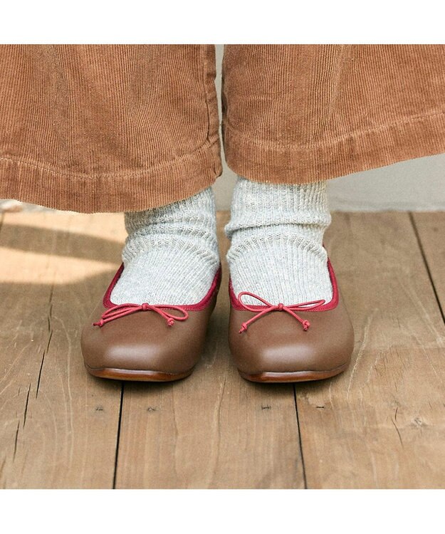 ing <ing>【３E】ワンポイントバレエシューズ ブラウンコンビ