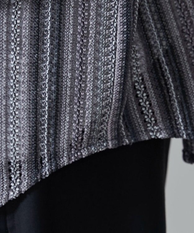 WEGO ストライプメッシュBIGシャツ（LS） グレー