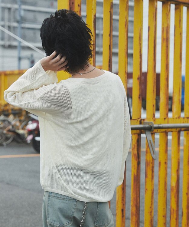 WEGO メッシュニットプルオーバー（LS） オフホワイト