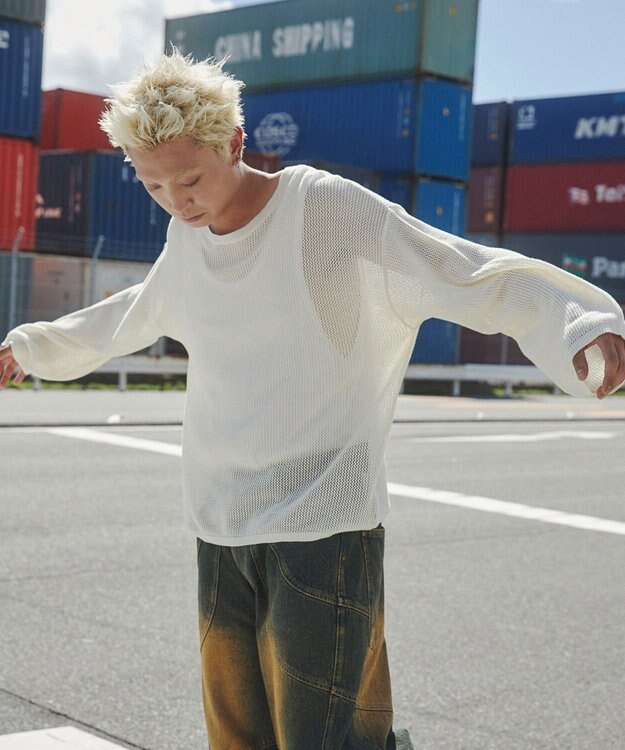WEGO メッシュニットプルオーバー（LS） オフホワイト