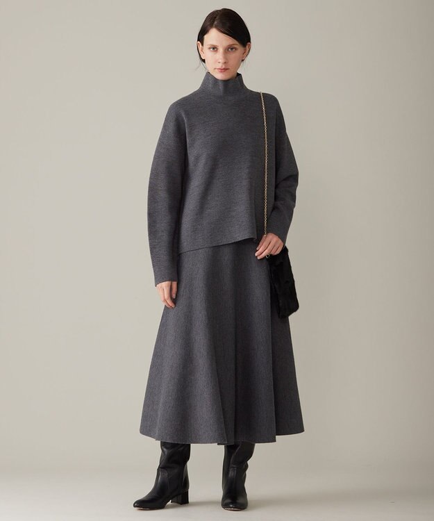 自由区 S 【洗える】ウールミラノハイネック ニット グレー系