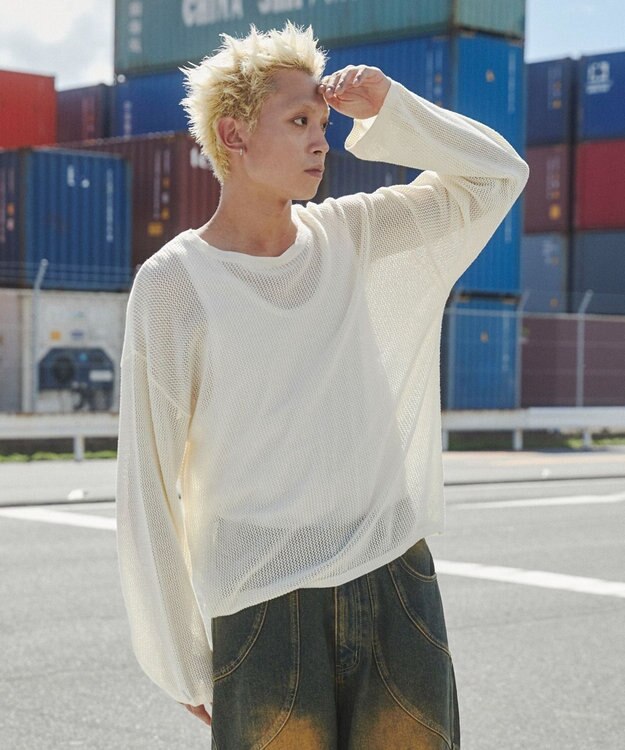 WEGO メッシュニットプルオーバー（LS） オフホワイト