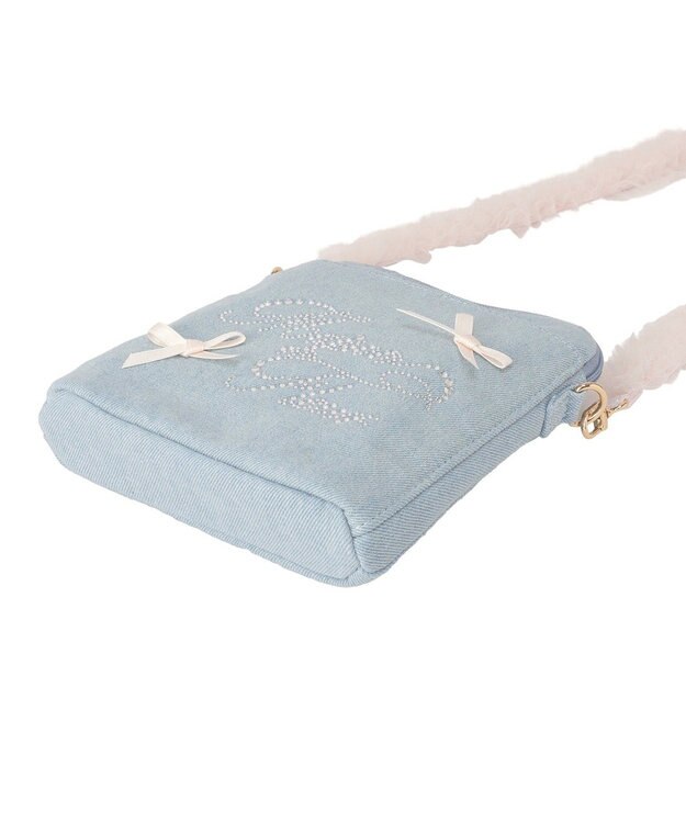 Maison de FLEUR ラインストーンデニムチュールショルダーバッグ Light Blue