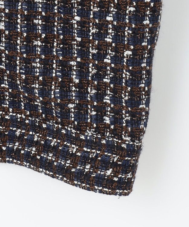 #Newans ツイードブルゾン ネイビー×ブラウン