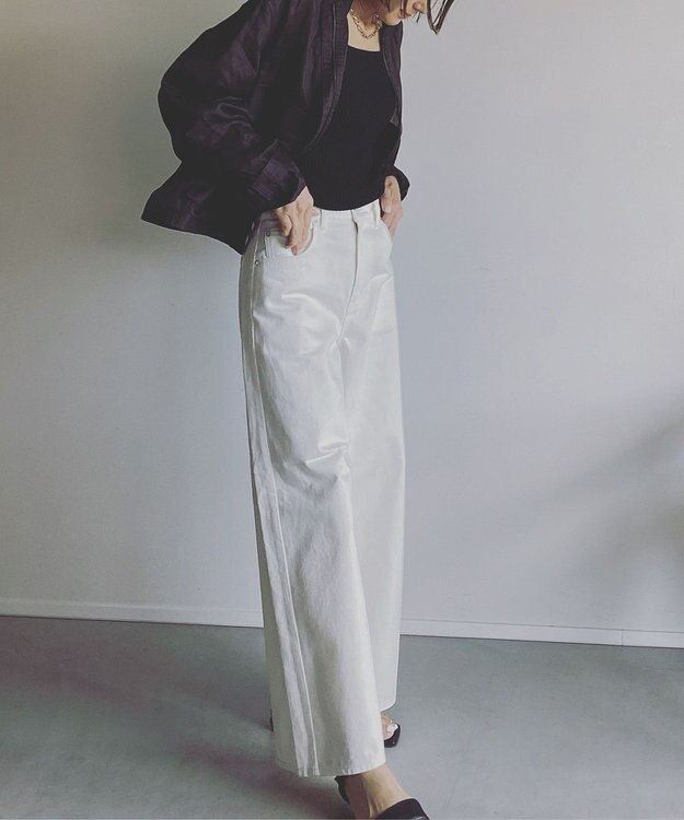 woadblue WIDE DENIM ワイドデニム WHITE