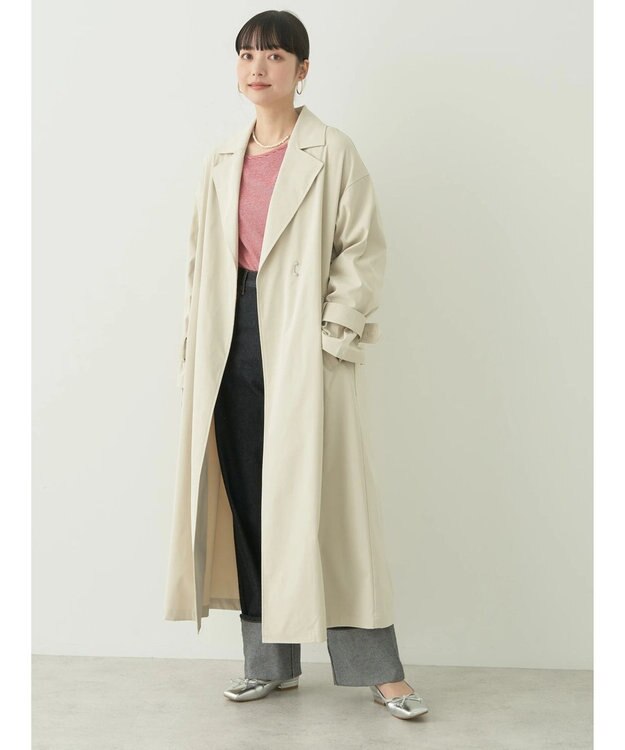 earth music&ecology 着流しロングトレンチ Ecru