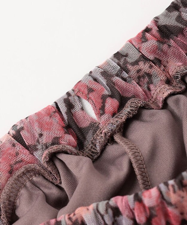 ANY KIDS 花柄 チュール フレア スカート ピンク系