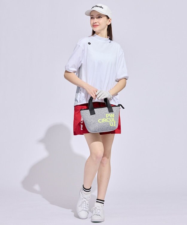 PW CIRCULUS 【WOMEN】パフスリーブメッシュコンビ モックネックT ゴルフウェア レディース ホワイト系