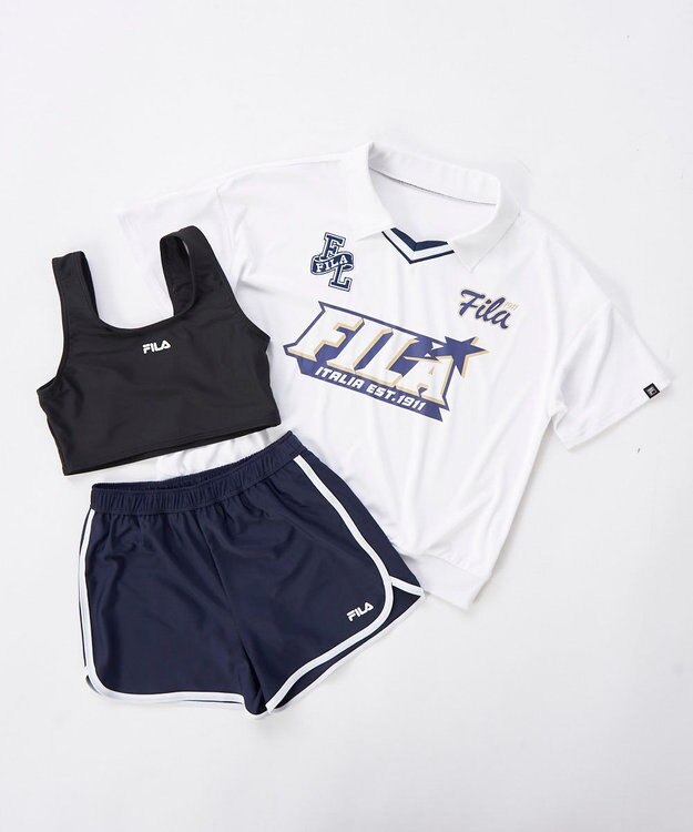 OP／FILA 【FILA】襟付きTシャツ付き３点セット水着 ホワイト