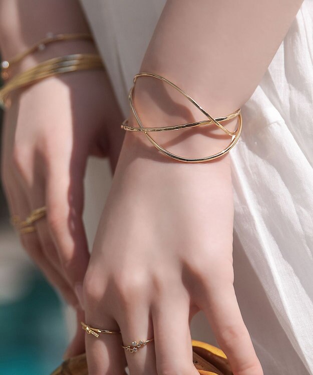 Phoebe グリッターワイドカフバングル　ゴールド ゴールド