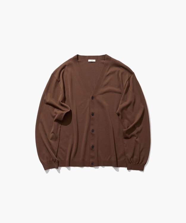ATON FINE ICE COTTON | Vネックカーディガン - UNISEX CAMEL