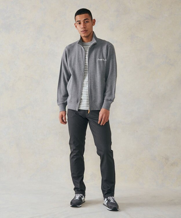 J.PRESS MEN ワッフルボーダー ロングTシャツ グレー系1