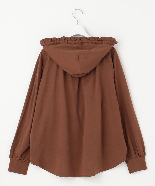 Feroux 【接触冷感・UVカット・吸水速乾】ラッシュガードフリル パーカー ダークブラウン系