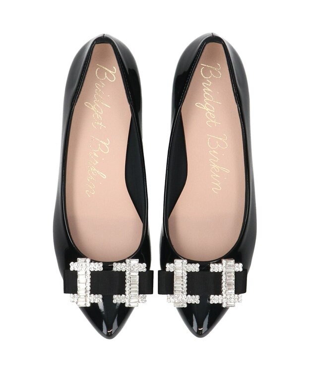 Bridget Birkin 【Bridget Birkin】ビジューリボンバレエレインパンプス ブラックエナメル