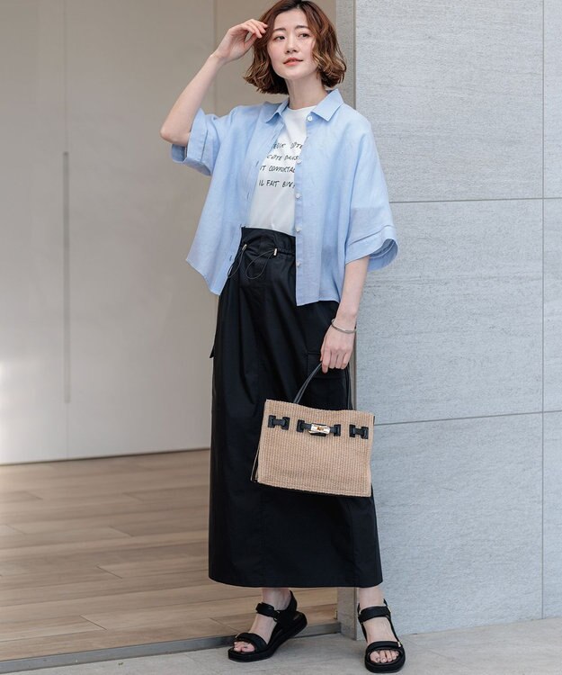 23区 【先行予約】VIOLAd'ORO イタリアンラフィアシート ベルトデザイン 2WAYトートバッグ ベージュ系