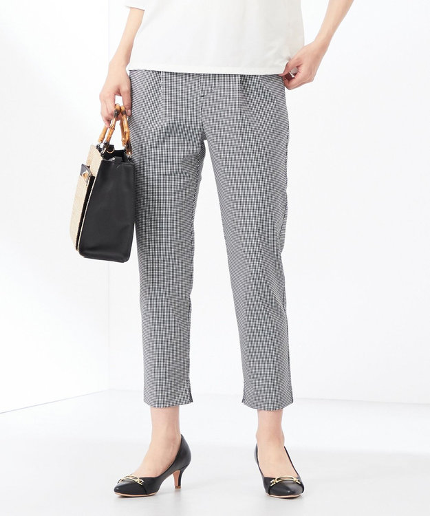 ANY SIS 【洗える】さらさらストレッチ テーパード パンツ ギンガムチェック