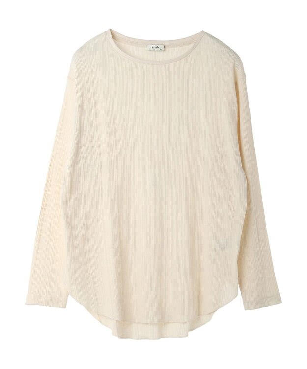 earth music&ecology コットンシアークルーネックプルオーバー Ivory