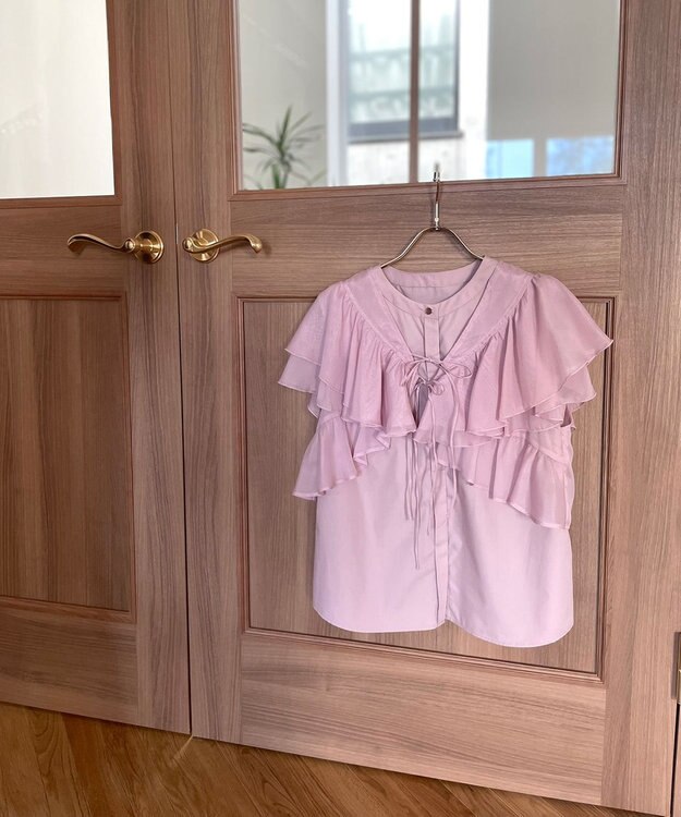 Feroux 【2WAY】フリルコンビ ブラウス ピンク系