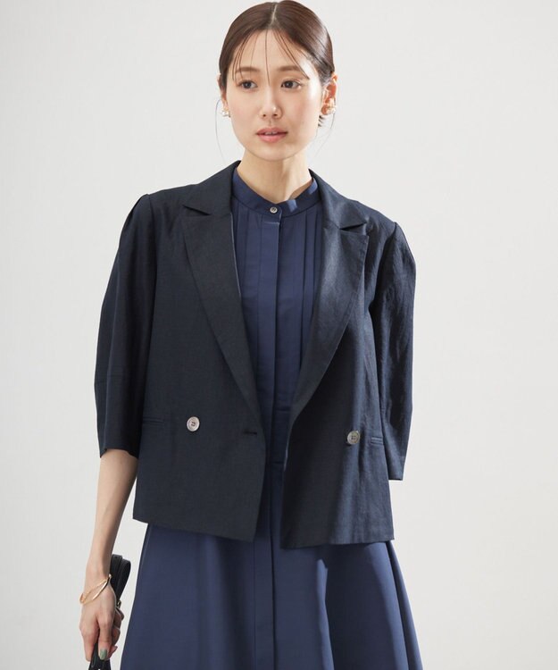組曲 リネンレーヨン ジャケット ネイビー系