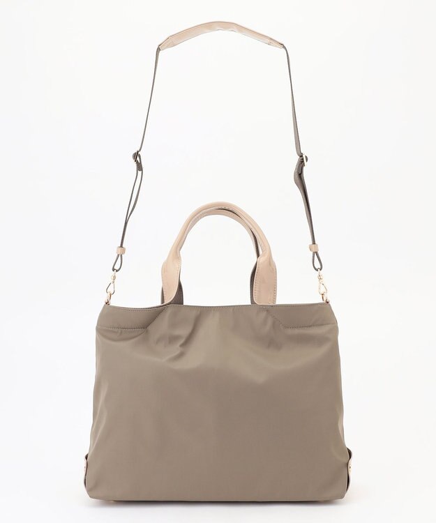 LA BAGAGERIE ツイルナイロン×エナメル 2WAYトートバッグ Mサイズ グレージュ