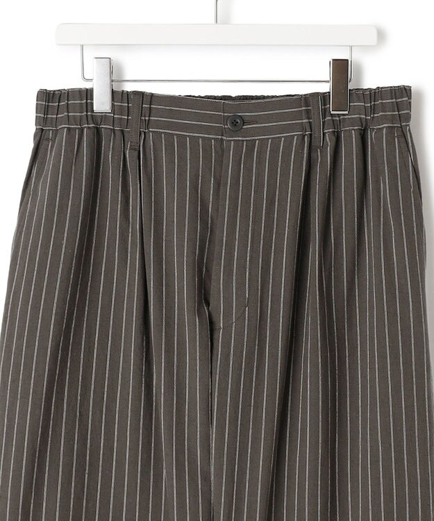 J.PRESS YORK STREET 【UNISEX】コットンリネンイージーストライプ パンツ グレー系1