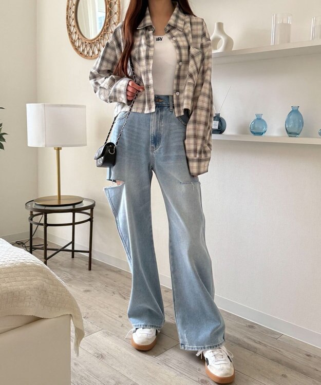 WEGO 【カップ付きインナー】グラフィックカップ付きリブタンク 柄4