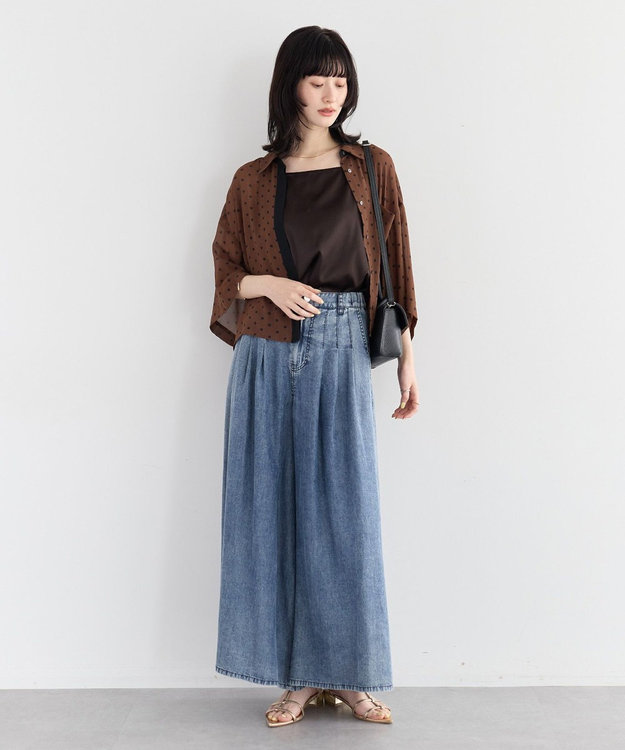 YECCA VECCA バイオ加工ヴィンテージデニムワイドパンツ Indigo