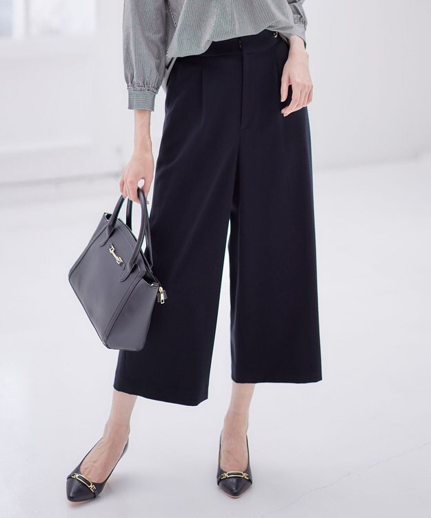 ANY SIS 【洗える】チェーンポイント ワイドパンツ ダークネイビー