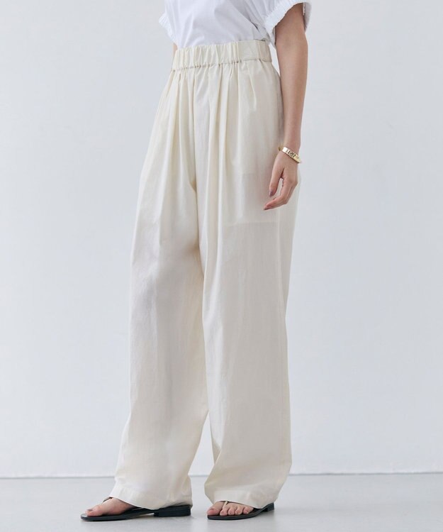 BEIGE， 【洗える・CLUEL 5月号掲載】MALLOW / コットンイージーワイドパンツ Meringue