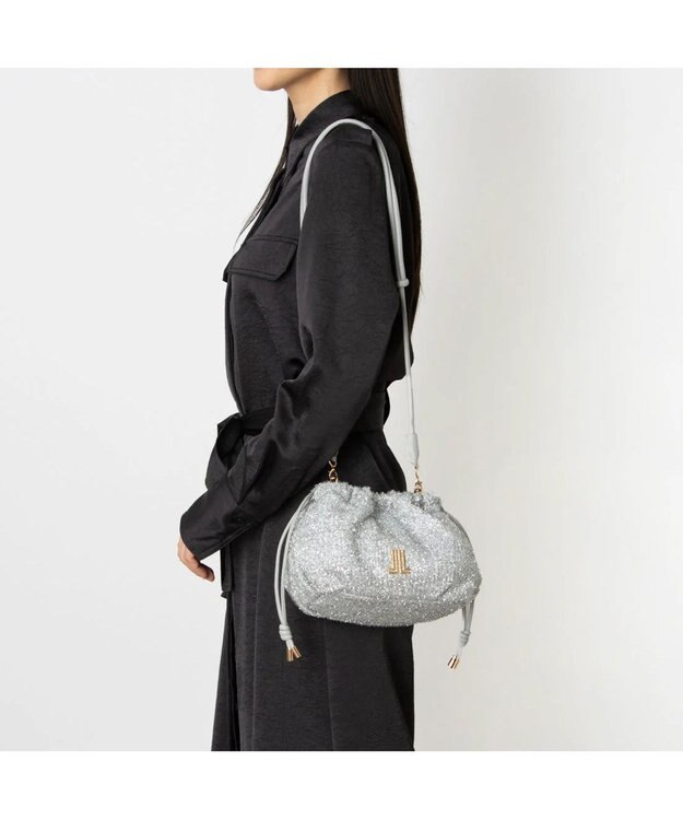 LANVIN en Bleu カレンデ 2WAYハンドバッグ ラメシルバー