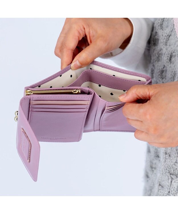 tsumori chisato CARRY シンプルバイカラー がま口 2つ折り財布 ラベンダー
