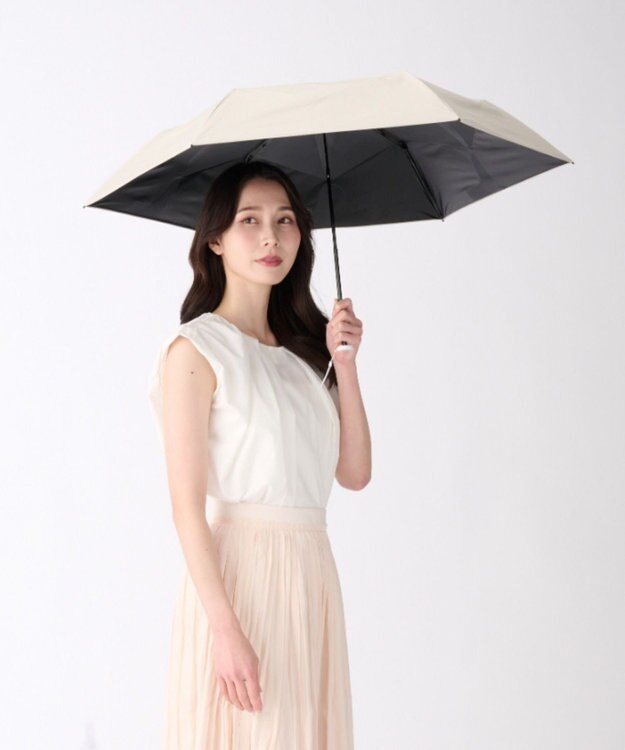 MOONBAT 【遮光100％/晴雨兼用】kowaza コワザ ライトウェイトカーボン プレーン 折りたたみ傘 簡単に畳める傘 コンパクト 50cm ベージュ