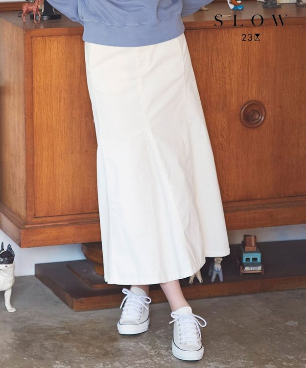 23区 【SLOW】ストレッチ コーデュロイ ゴアード スカート オフ系