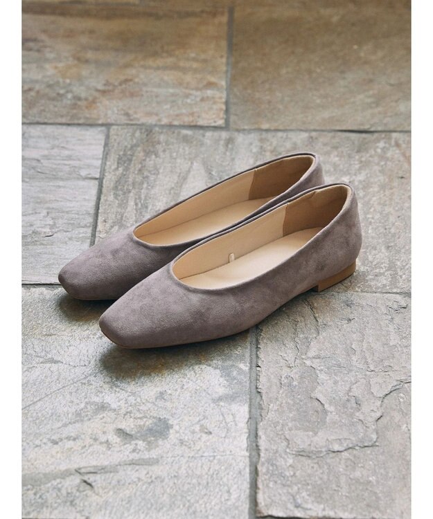 AMERICAN HOLIC 【整履き】スクエアトゥスェードフラットシューズ Light Beige