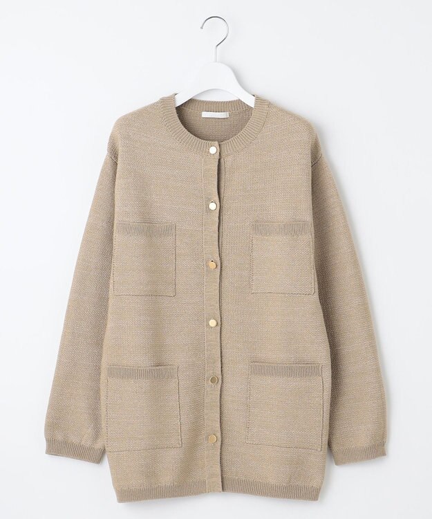 自由区 【洗える】シャイニーツイードニット アウター ベージュ