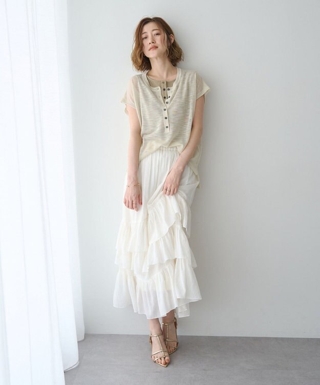 YECCA VECCA アシメラッフルスカート Off White