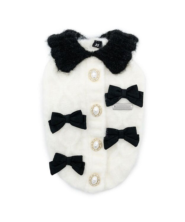 PET PARADISE cherircouture リボンニット 小型犬 ホワイト×ブラック