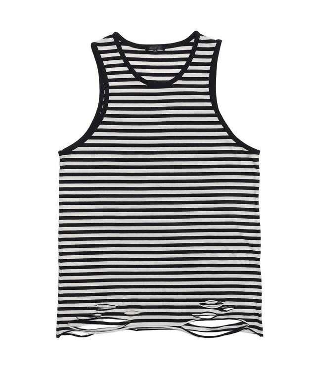 WEGO ダメージタンクトップ ブラックボーダー