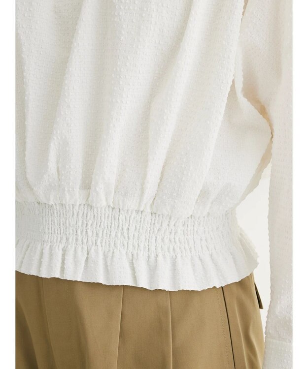 Green Parks 裾シャーリングブラウス Off White