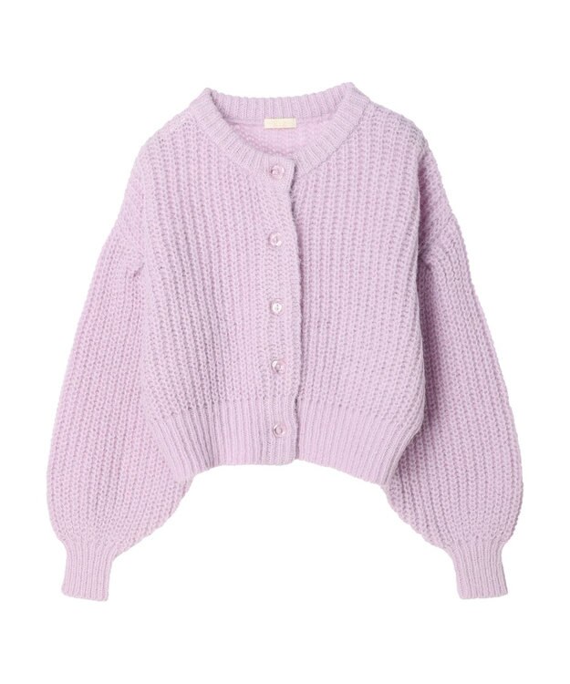 earth music&ecology ヘアリーショートニットカーディガン Lavender