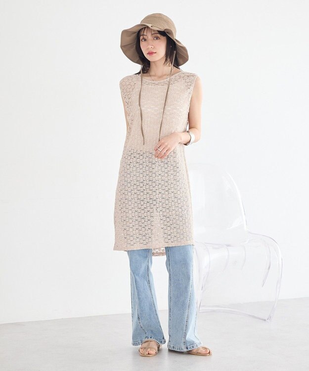 earth music&ecology 【2WAY】レースギャザーワンピース Beige