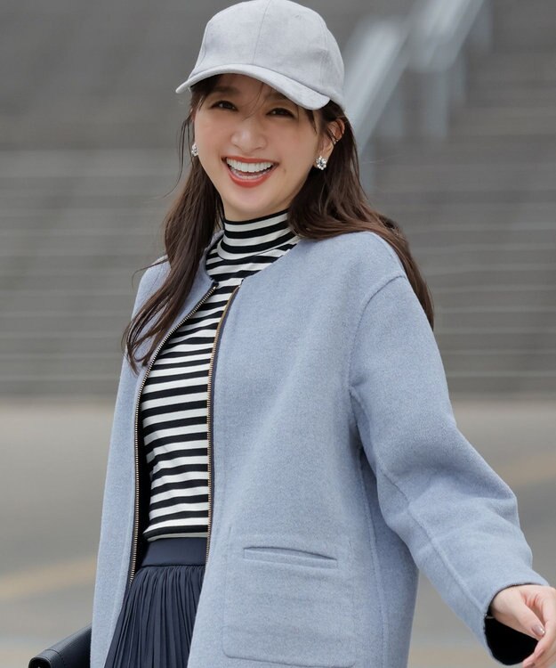 ANY SIS L 【洗える】リブタートル カットソー アイボリー×ブラックボーダー