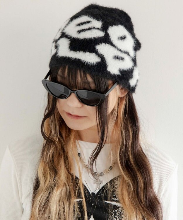 WEGO シャギーロゴニットワッチ ブラック