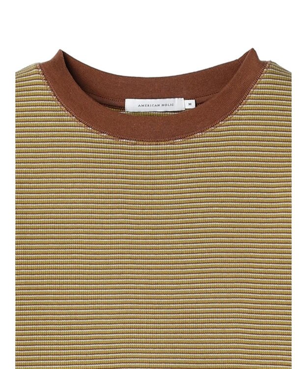 AMERICAN HOLIC ミジンボーダーカットプルオーバー Brown