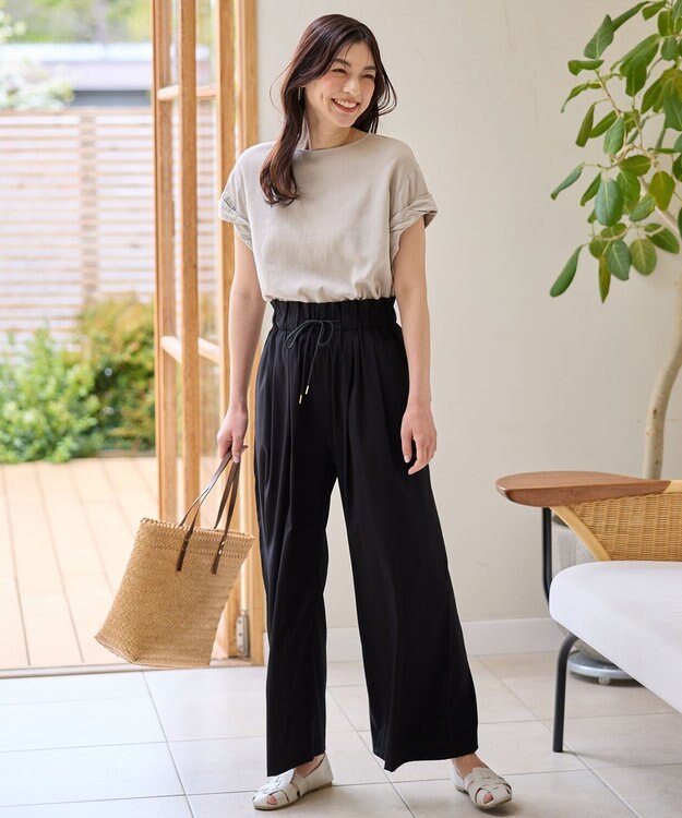 ANY 【手洗い可】ヨーロピアンリネンツイストスリーブブラウス ベージュ