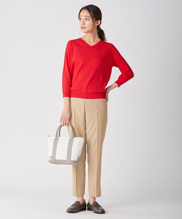 J.PRESS LADIES 【洗える】PRINCESS Vネック ニット レッド系