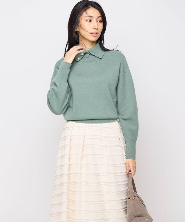 組曲 【2WAY・WEB限定】ウールカシミヤミックス ハイネックニット クリームカーキ系9